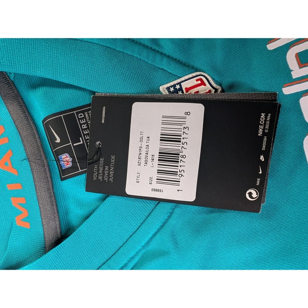 Nike Miami Dolphins Jersey Youth L 14/16 Aqua Tua Tagovailoa #1 NFL Football
